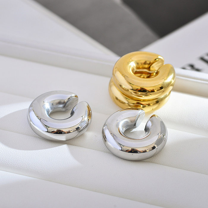 1 Pair Elegant Solid Color Plating Stainless Steel  18K Gold Plated Ear Studs