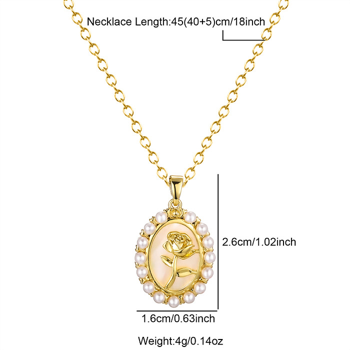 Elegant Retro Devil'S Eye Rose Stainless Steel  Enamel Plating 18K Gold Plated Pendant Necklace