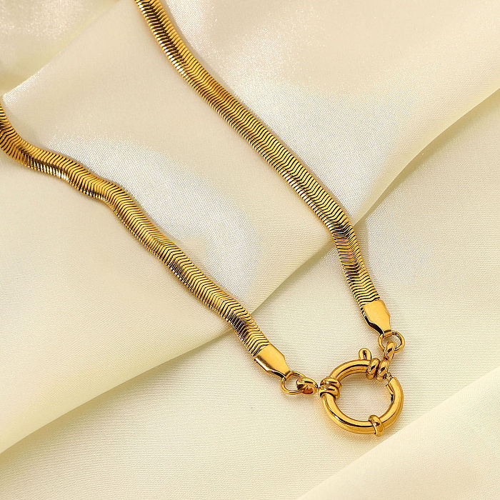 5mm Thick Necklace With Soft Round Spring Buckle Stainless Steel  Snake Chain Necklace