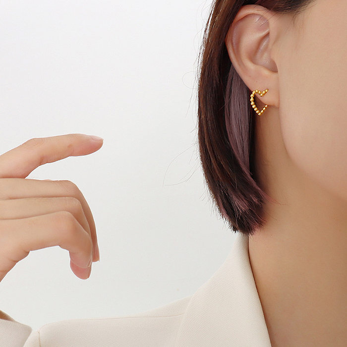 Einfache unregelmäßige Form Herz Edelstahl vergoldet 18K echtes Gold Ohrringe Großhandel Schmuck