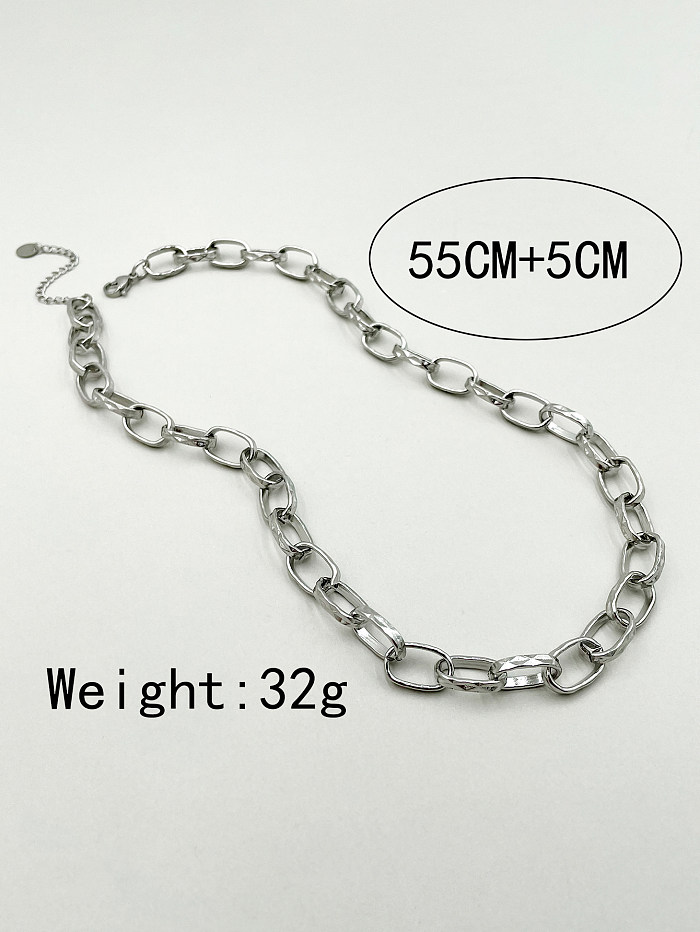 Hip-Hop Simple Style Oval Solid Color Stainless Steel  Polishing Necklace