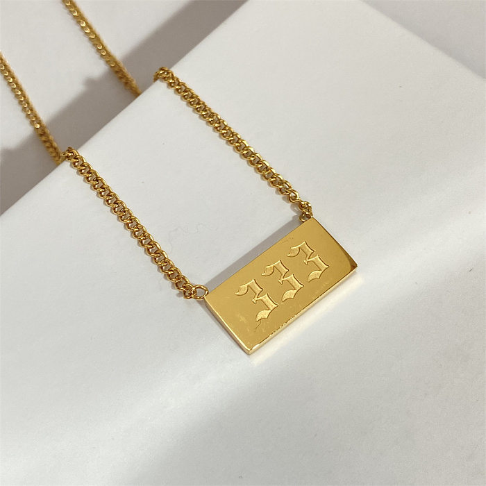 1 Piece Streetwear Number Rectangle Stainless Steel  Plating Pendant Necklace