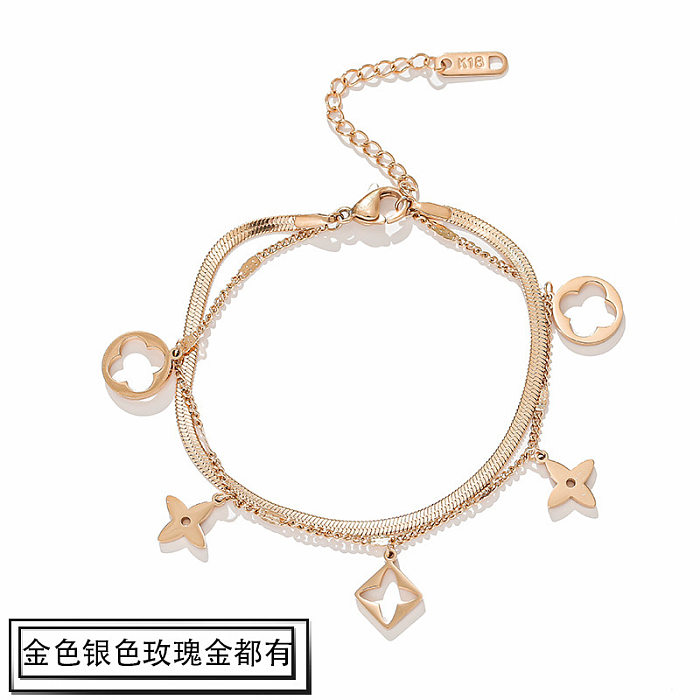 Fashion Lotus Titanium Steel Plating Bracelets 1 Piece