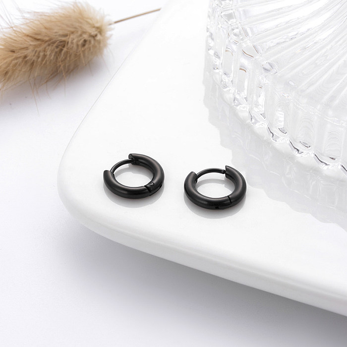 1 paire de boucles d'oreilles plaquées or, Style Simple, couleur unie, en acier inoxydable, plaqué or