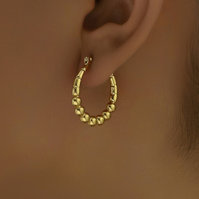 1 Paar einfache Pendel-Ohrringe aus Edelstahl mit 18-Karat-Vergoldung