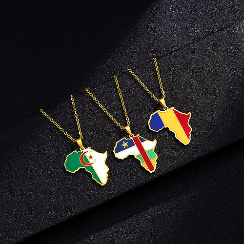 Fashion National Flag Stainless Steel  Necklace Dripping Oil Stainless Steel  Necklaces