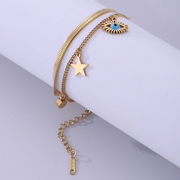 Bracelets plaqués or 18 carats, Style Vintage, lèvres simples, œil du diable, étoile, placage en acier inoxydable