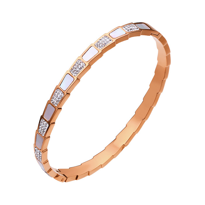Classic Style Solid Color Stainless Steel Plating Inlay Zircon Bangle
