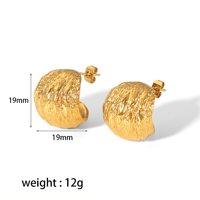 1 Pair Simple Style C Shape Polishing Plating Stainless Steel  18K Gold Plated Ear Studs