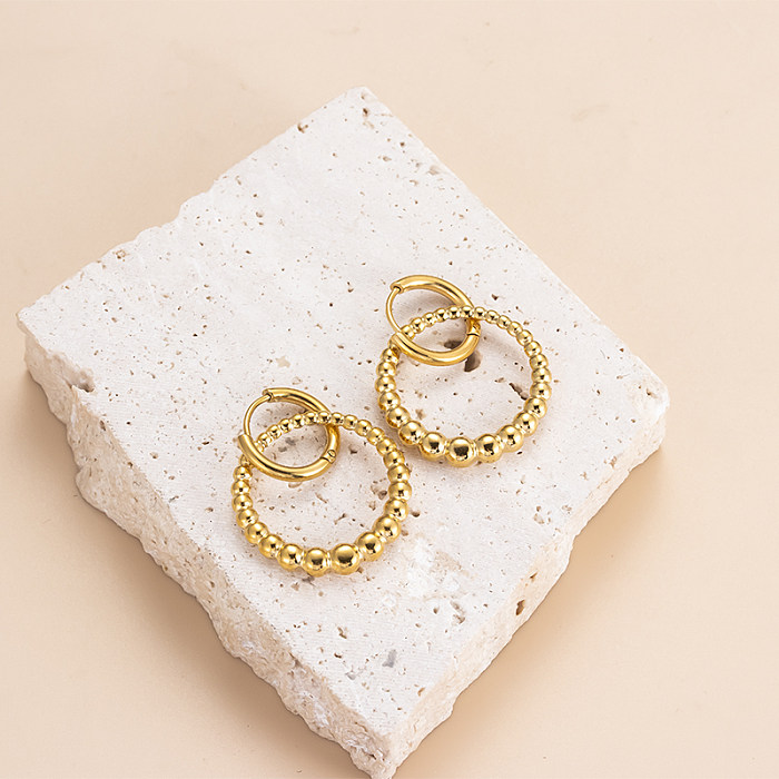 Modern Style Round Star Flower Stainless Steel  Plating 18K Gold Plated Drop Earrings