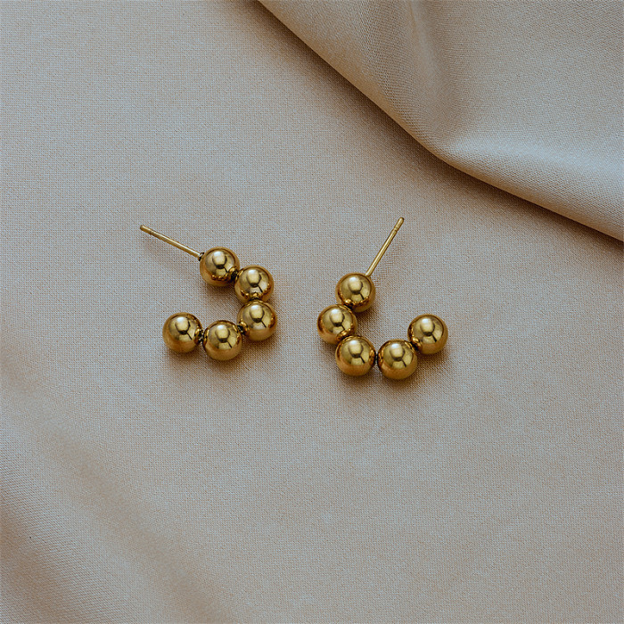 Brincos de orelha banhados a ouro de aço inoxidável em forma de C básico 1 par
