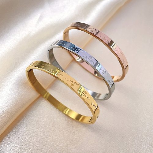 Modern Style Letter Titanium Steel Plating Gold Plated Bangle