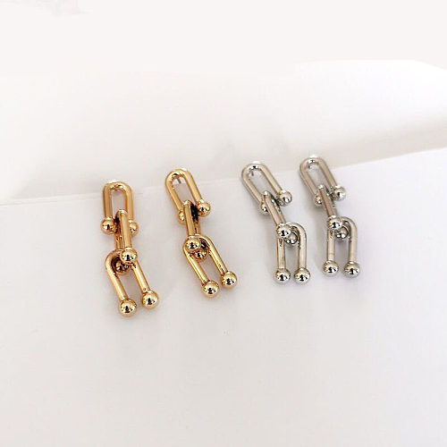 1 Pair Simple Style U Shape Stainless Steel  Tassel Earrings