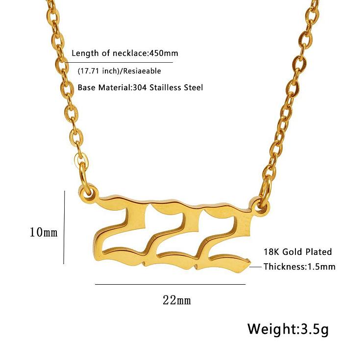 Schlichte Zahlen-Halskette mit Edelstahlbeschichtung, 1 Stück