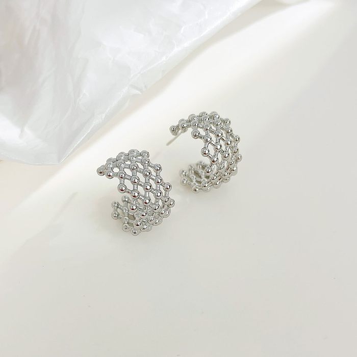 1 Pair Retro Exaggerated C Shape Plating Stainless Steel  White Gold Plated Gold Plated Ear Studs