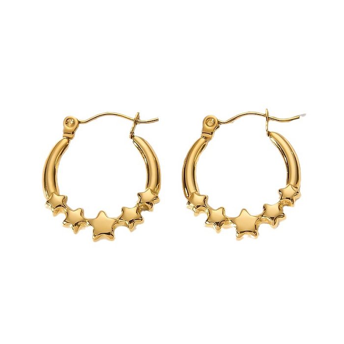 1 Pair Simple Style Star Plating Stainless Steel  18K Gold Plated Earrings