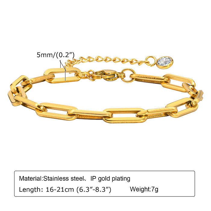 Großhandel mit einfachen, geometrischen Armbändern aus Edelstahl mit 18 Karat vergoldetem Zirkon