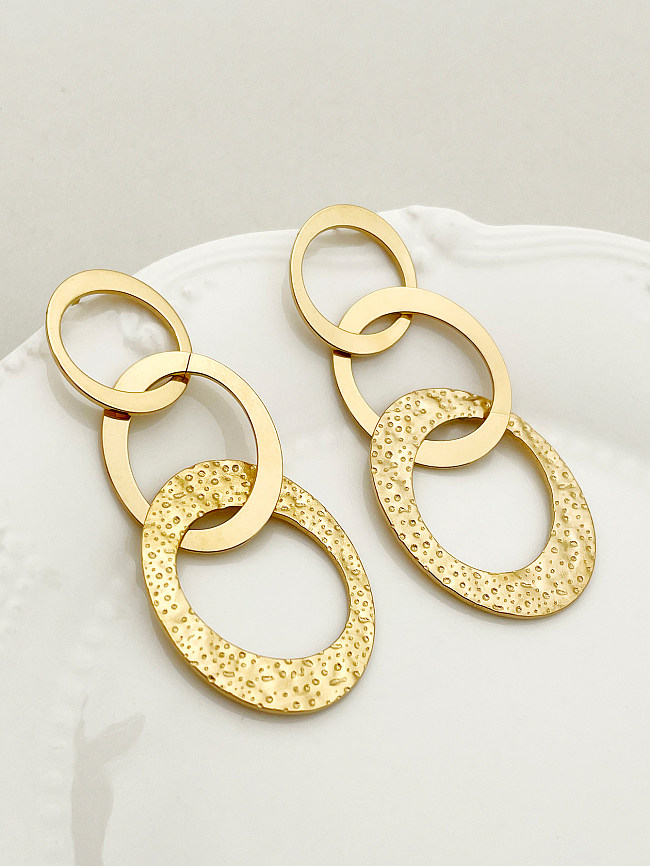 1 Pair Casual Simple Style Oval Polishing Plating Stainless Steel  Gold Plated Drop Earrings