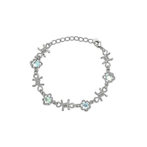 Bracelets de pierre de lune incrustés d'acier et de titane géométriques luxueux et élégants