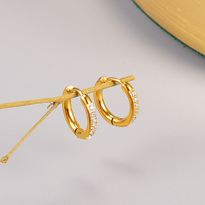 Modische geometrische Edelstahl-Ohrringe, vergoldete künstliche Strass-Edelstahl-Ohrringe