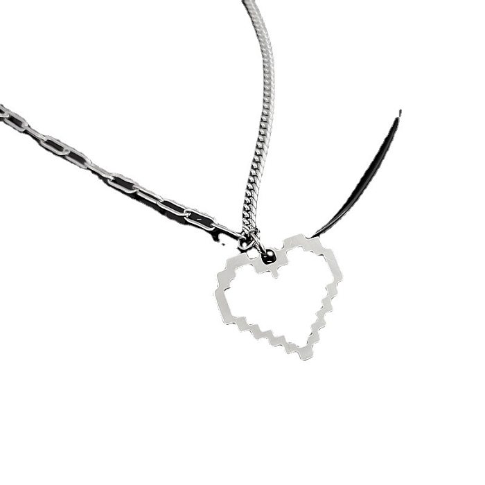 Hip-Hop Heart Shape Stainless Steel  Pendant Necklace 1 Piece