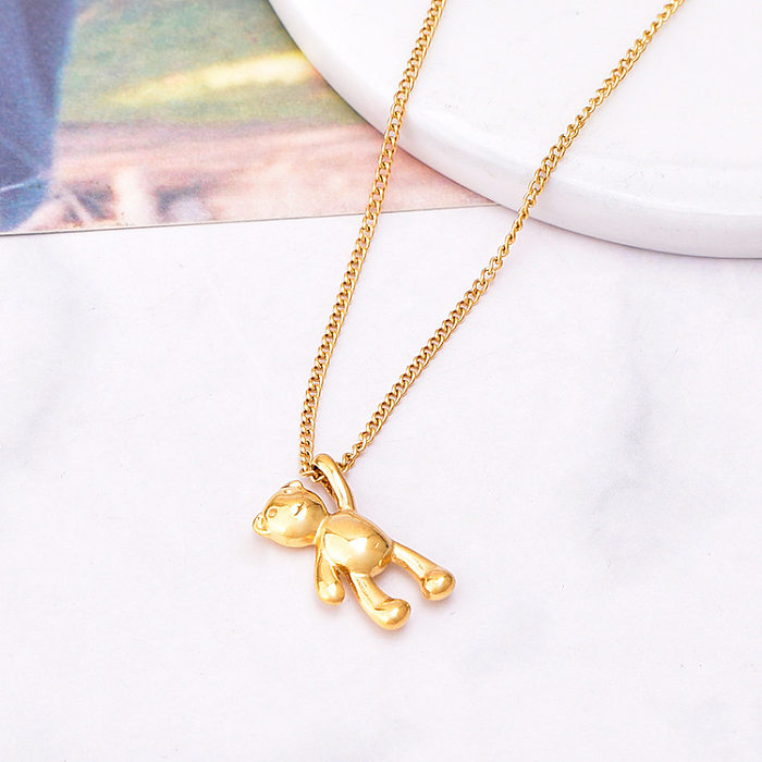 Cute Bear Stainless Steel Plating Necklace