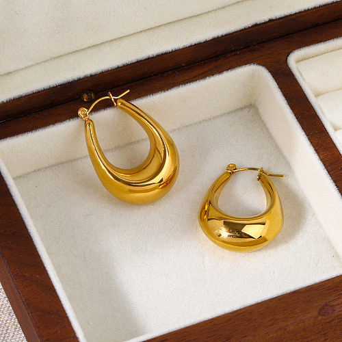 1 Pair Casual Simple Style U Shape Plating Stainless Steel  18K Gold Plated Hoop Earrings