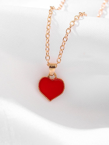 Collar de acero inoxidable para mujer, todo fósforo, no se desvanece, collar de amor rojo, temperamento de diseño simple, colgante en forma de corazón, cadena de clavícula