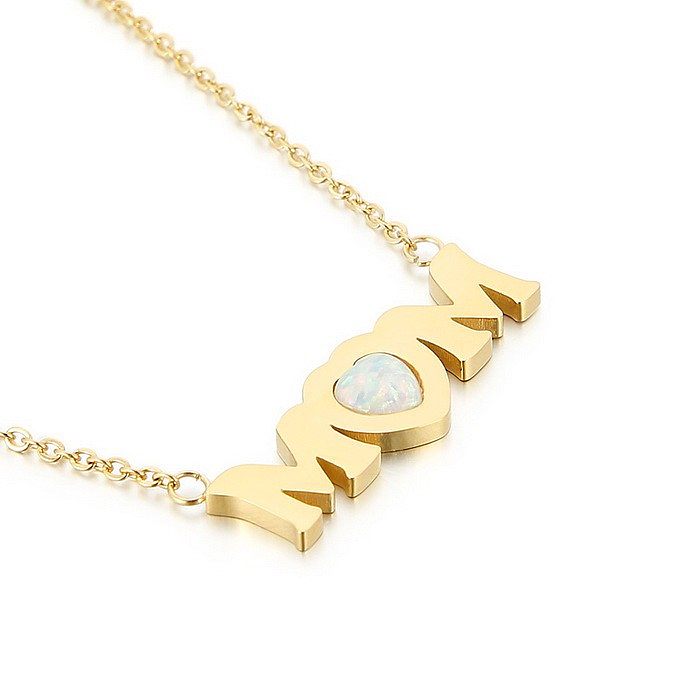 Luxurious MAMA Letter Stainless Steel  Plating 18K Gold Plated Necklace
