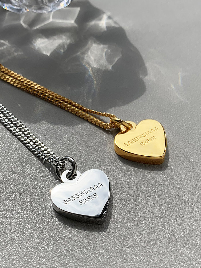 Simple Style Commute Letter Heart Shape Stainless Steel Plating Pendant Necklace 1 Piece
