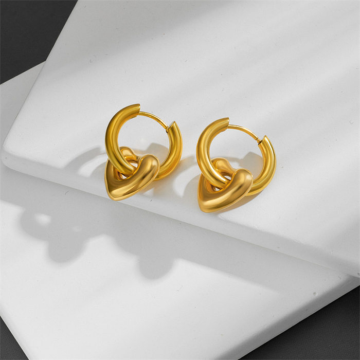 1 Pair Simple Style Heart Shape Stainless Steel Plating Drop Earrings