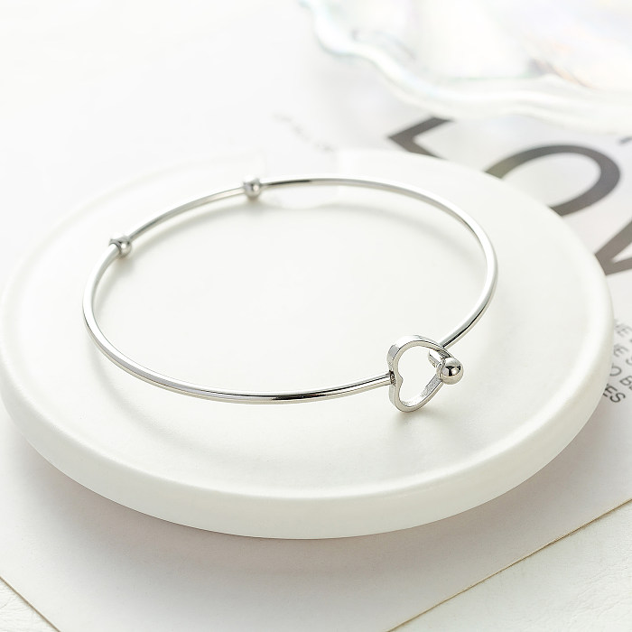 1 Piece Simple Style Heart Shape Stainless Steel Titanium Steel Plating Bangle