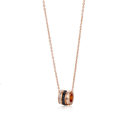 Wholesale 1 Piece Artistic Circle Stainless Steel  Stainless Steel 18K Gold Plated Gold Plated Zircon Pendant Necklace