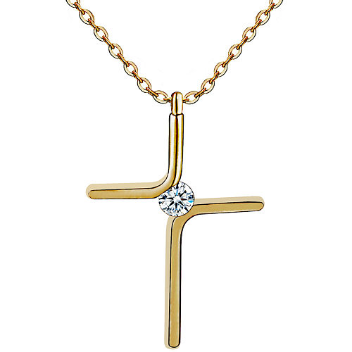 New Simple Cross Pendant Stainless Steel Necklace