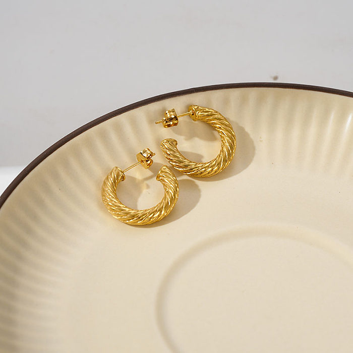 1 par de brincos de orelha banhados a ouro de aço inoxidável estilo simples estilo moderno