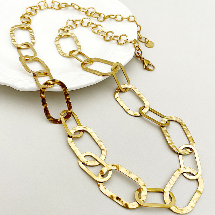 Streetwear Solid Color Stainless Steel  Plating Gold Plated Necklace