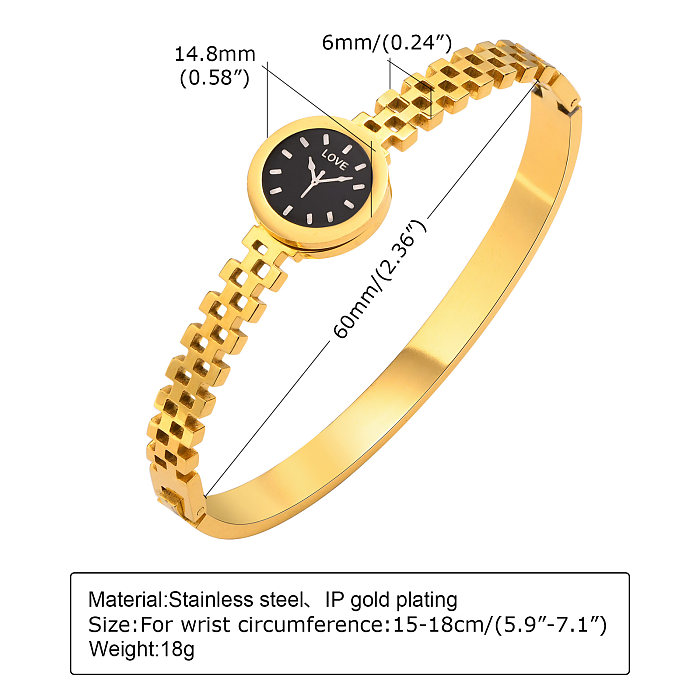 Wholesale Vacation Simple Style Roman Style Astrolabe Waves Snowflake Stainless Steel 18K Gold Plated Zircon Bangle