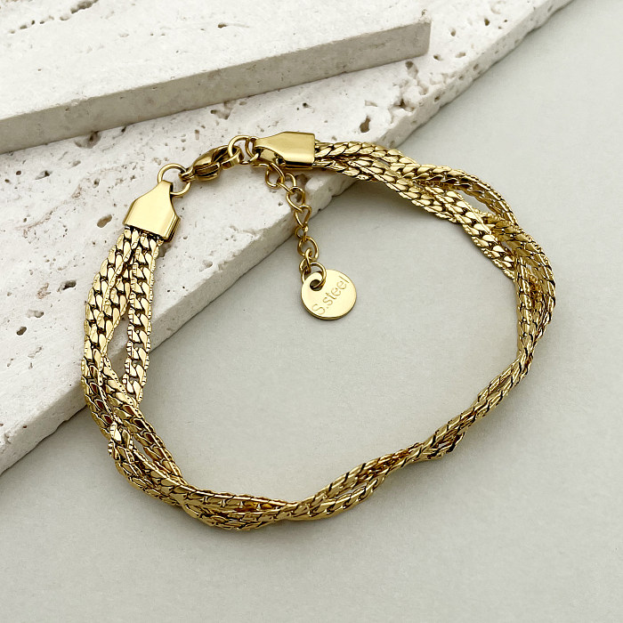 Punk Simple Style Color Block Solid Color Stainless Steel Plating Gold Plated Bracelets