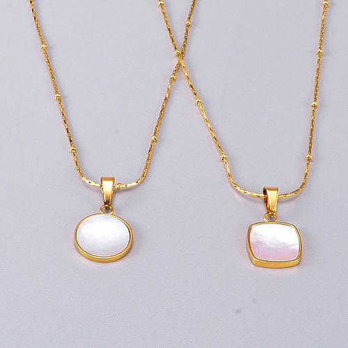 Wholesale Jewelry Mother-of-pearl Pendant Stainless Steel 18K Gold Necklace jewelry