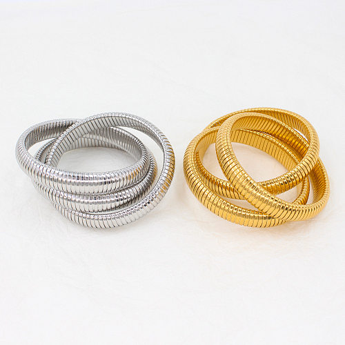 Simple Style Solid Color Stainless Steel Plating Bangle