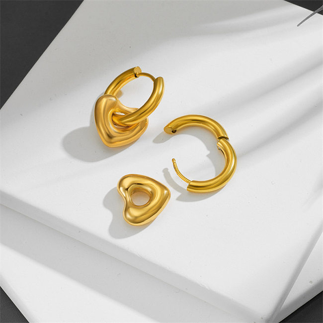 1 Pair Simple Style Heart Shape Stainless Steel Plating Drop Earrings