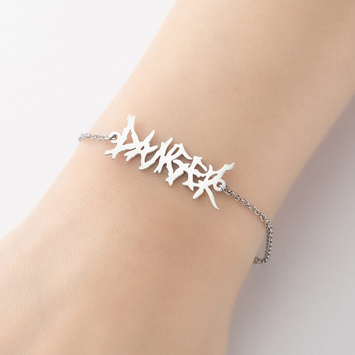 Bracelets ajourés en acier et titane avec lettres de Style Simple, 1 pièce