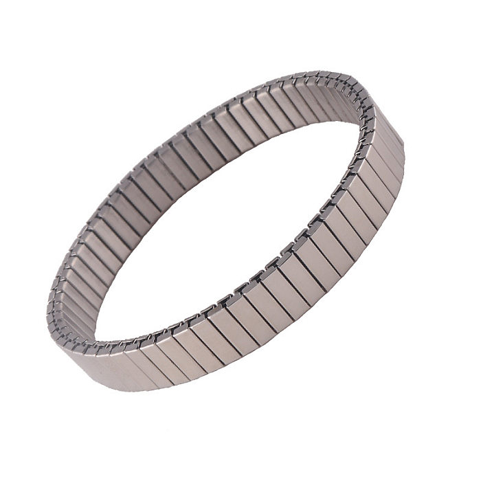 Simple Style Classic Style Solid Color Rectangle Stainless Steel Bangle