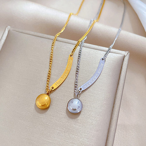 Cartoon Style Smiley Face Stainless Steel Plating Pendant Necklace