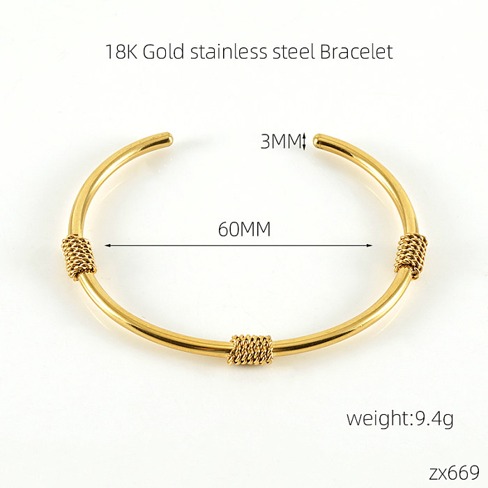 Wholesale INS Style Cross Snake Stainless Steel 18K Gold Plated Bangle