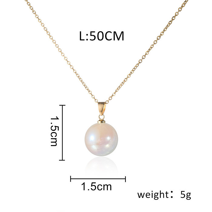 Mermaid Pearl Necklace Stainless Steel Gold-plated Colorful Beads Clavicle Chain