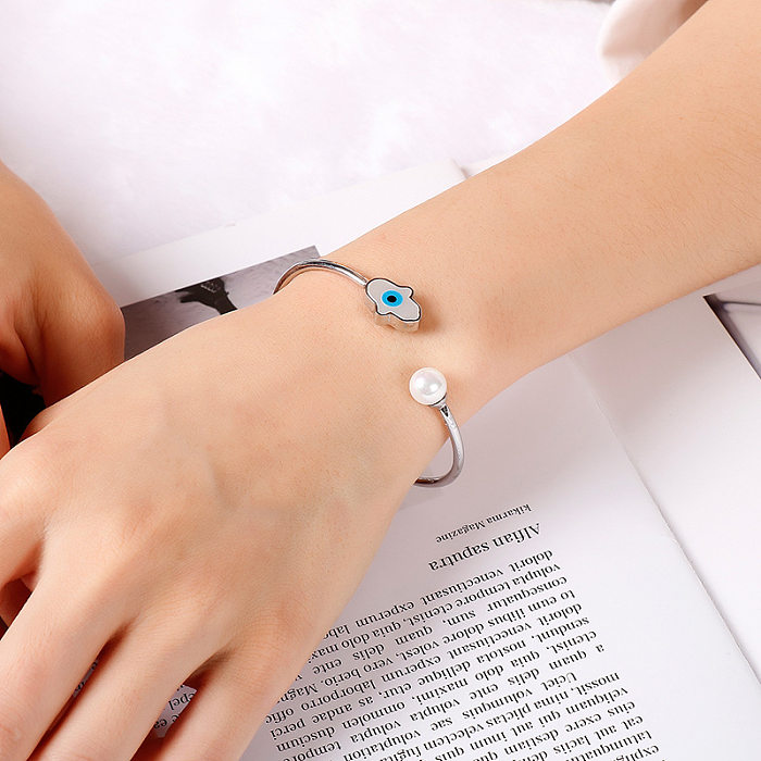 Nouveau Bracelet en acier inoxydable avec perles en forme d'oeil de démon, vente en gros de bijoux