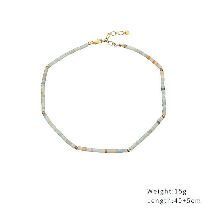 Schlichte, runde, vergoldete Halskette aus Edelstahl mit Perlenbeschichtung