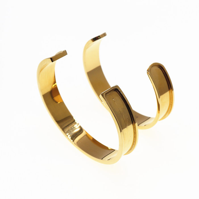Simple Style C Shape Titanium Steel Plating Cuff Bracelets