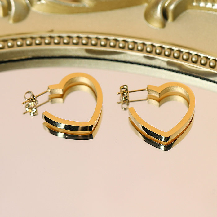 المجوهرات بالجملة شقة الخوخ القلب الفولاذ المقاوم للصدأ أقراط مجوهرات بسيطة